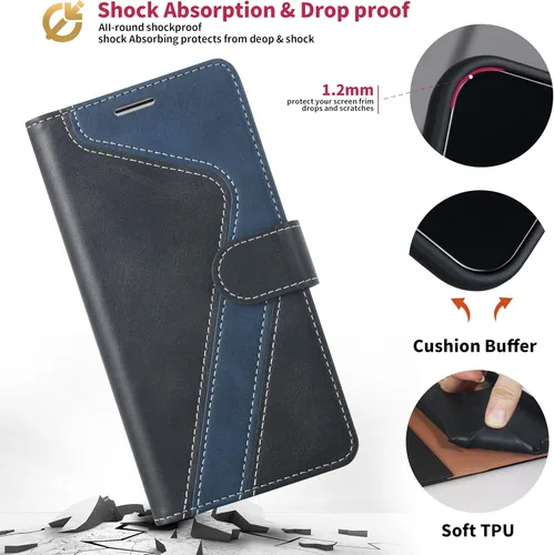 Miniatura 5 de Funda tipo cartera para Samsung Galaxy S22 Ultra, con bloqueo RFID, tarjetero de crédito, funda de piel sintética a juego para Samsung S22 Ultra
