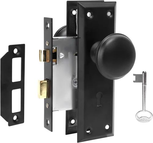 Miniatura 11 de AKRILANE Juego de cerradura de mortaja para puerta interior, perilla de estilo antiguo y vintage con llaves, bronce aceitado Oil Rubbed Bronze