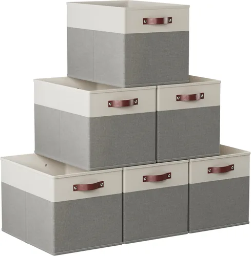 Miniatura 9 de Ornavo Home Cubos de Almacenamiento de 11 x 11 Pulgadas, Contenedores de Almacenamiento de Tela Plegables y Colapsables, Caja Organizadora de Cubo
