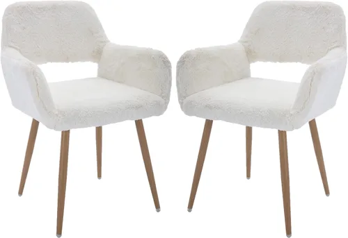 Miniatura 26 de KCC Sillas Pequeñas y Modernas con Brazos para Comedor 1 Pieza, Asiento Lateral Tapizado en Terciopelo de Mediados de Siglo Club para Invitados