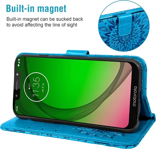 Miniatura 4 de Funda de teléfono para Motorola Moto G7 Play/MotoG7 Optimo XT1952DL/Tmobile Revvlry Wallet con protector de pantalla de vidrio templado Funda