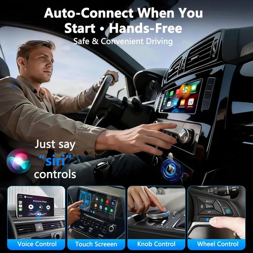 Miniatura 3 de Adaptador inalámbrico CarPlay actualizado 2025 para iPhone Ultra-Mini Metal, convertido con cable a inalámbrico, conexión estable rápida Bluetooth