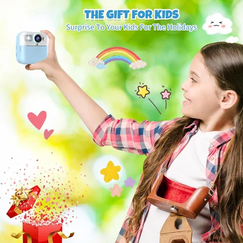 Miniatura 7 de Cámara para Niños Varones, Cámara de Juguete Portátil de Impresión Azul para Niños Pequeños 1080P Cámaras de Video Niños Cámara de Impresión