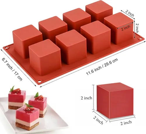 Miniatura 2 de JOERSH Molde de silicona para pastel en forma de cubo Molde cuadrado 3D de mini mousse de 2 x 2 x 2 pulgadas, moldes de postre francés