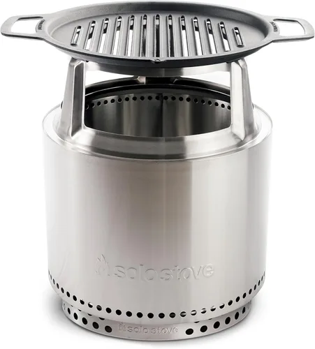 Solo Stove Bonfire - Parrilla de hierro fundido 2.0 | Pozo de fuego sin humo, soporte, parrilla y cubo, quema de leña, cenicero extraíble, acero