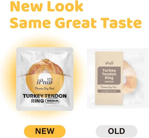 Miniatura 2 de iPaw Tendones de pavo para perros, 100% Turquía y materia prima de origen estadounidense, hipoalergénicos, masticables naturales de grado humano
