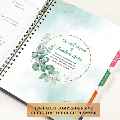 Miniatura 8 de Planificador y organizador de bodas, libro de planificación de bodas y organizador para la novia, libro de planificación de bodas con 5 secciones
