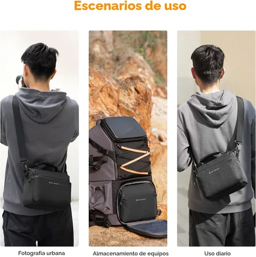 Miniatura 8 de K&F CONCEPT Bolsa bandolera pequeña para cámara DSLR/SLR/SLR/Bolsas de fotografía de hombro compactas para fotógrafos
