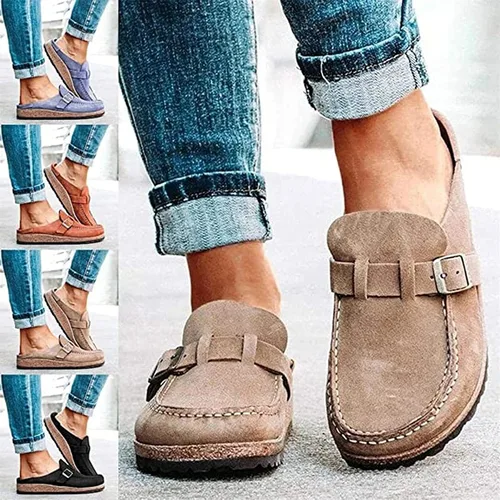 Miniatura 3 de DOIX Mocasines planos para mujer, informales, cómodos, de gamuza, sin cordones, con puntera cerrada, para caminar, para verano, hogar, oficina