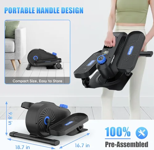 Miniatura 7 de FUNMILY Elíptica debajo del escritorio, ejercitador de pedal de bicicleta para debajo del escritorio, ejercitador de piernas totalmente montado