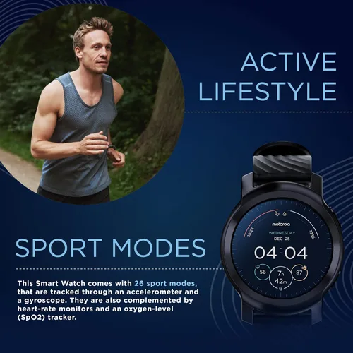 Miniatura 4 de Motorola Reloj inteligente Moto Watch 100 - Reloj inteligente de 1654in con GPS para hombres y mujeres batería de hasta 14 días frecuencia cardíaca