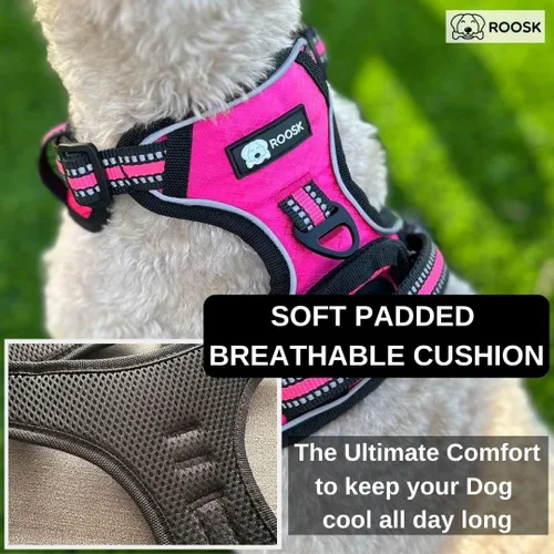 Miniatura 3 de ROOSK Arnés para perro Sin tirones, reflectante, ajustable en 4 direcciones con soporte para bolsa de excrementos Máxima comodidad, suave