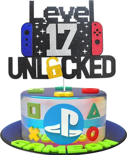 Miniatura 8 de Decoración de pastel de videojuegos de feliz cumpleaños número 11 desbloqueado para niños y niñas de 11 años de edad, decoración de fiesta