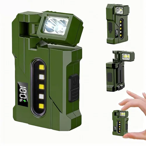 Miniatura 10 de Linterna EDC recargable, llavero magnético de rotación de 270°, mini linternas planas portátiles de 400 lúmenes, IP65 impermeable llavero