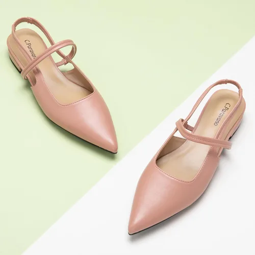 Miniatura 2 de C.Paravano Zapatos de tacón para mujer Tacones de cuero para gatitos Sandalia de tacón cerrado Zapatos de tacón puntiagudo para mujer Zapatos