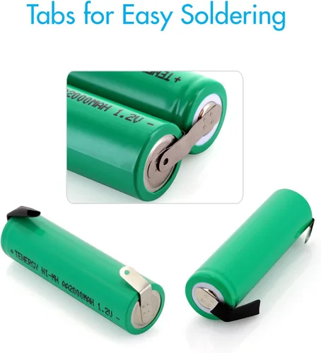 Miniatura 5 de Combo: 4 piezas Tenergy 2000mAh NiMH recargable AA batería plana superior con pestañas para afeitadoras, recortadoras, maquinillas de afeitar y más