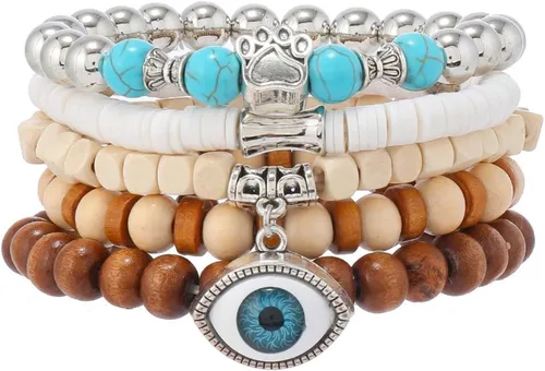 Miniatura 39 de Pulsera Gótica Ajustable de Cuero Trenzado Punk Multicapa de Estilo Grunge, Conjunto de Pulseras Emo con Brazalete de Metal, Envoltura