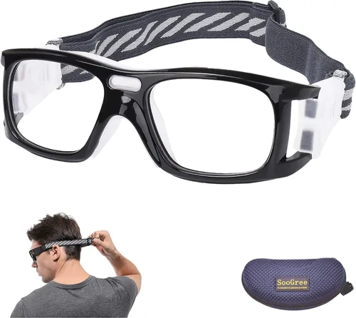 Miniatura 12 de Gafas deportivas – Gafas protectoras de baloncesto con lente extraíble y correa ajustable para gafas