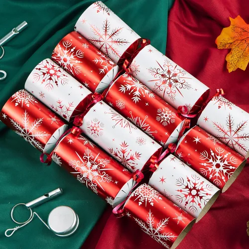Miniatura 8 de JOYIN Paquete de 12 recuerdos de fiesta de Navidad sin broches con diseño de copo de nieve rojo y blanco con suministros de fiesta para niños