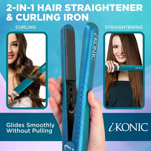 Miniatura 4 de IKONIC Placas flotantes de 1.25 pulgadas, plancha de pelo de cerámica 100% pura y plancha plana – calentamiento rápido, antiestática, tecnología