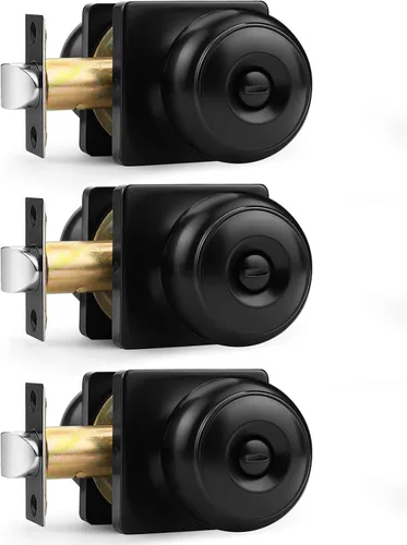 Probrico Perillas de puerta negras con roseta cuadrada, manijas de puerta de privacidad para dormitorio, perillas de puerta negras cerraduras de