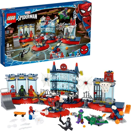 LEGO Marvel Spider-Man Attack on The Spider Lair 76175 - Juguete de construcción genial, con la sede de Spider-Man; incluye Spider-Man, Duende Verde