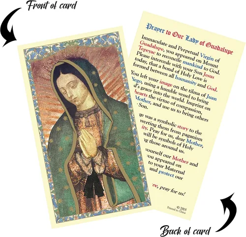 Miniatura 6 de Pulsera Virgen María - con tarjeta de oración de Nuestra Señora de Guadalupe, Oración del Señor Pulsera de madera de corazón Nuestra Señora