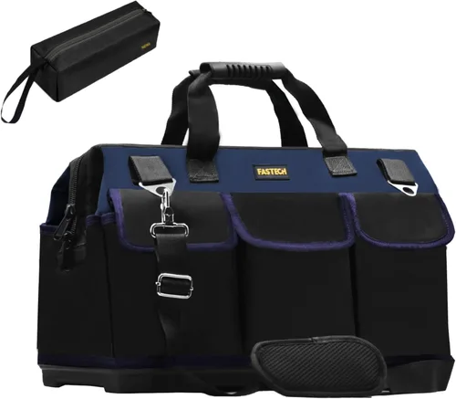 Miniatura 9 de FASTECH Bolsa de herramientas resistente de 20 pulgadas con boca ancha para almacenamiento de herramientas, transportador y organizador, bolsa
