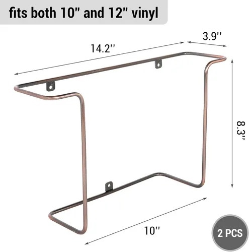 Miniatura 5 de MyGift Estantes Modernos de Alambre Metálico Montados en Pared para Almacenamiento de Discos de Vinilo, Soportes Colgantes para Discos LP, Estantes