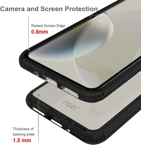 Miniatura 4 de Funda para Motorola Razr-2023: panel trasero transparente premium + cubierta de parachoques de TPU para Moto Razr 2023 (YKL negro)