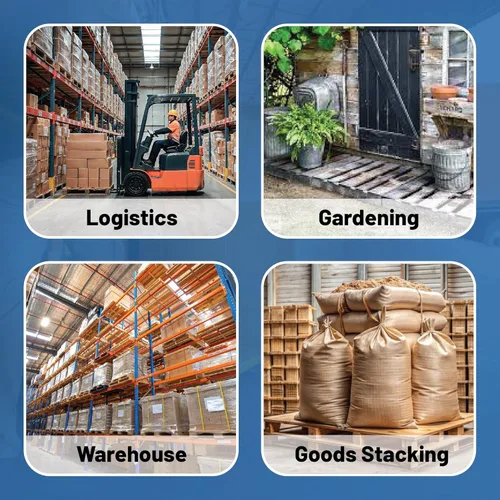 Miniatura 3 de Treaton, Heavy-Duty Wooden Pallet, 48 x 48 x 5 Inch, 4-Way Entry, Industrial-Grade Hardwood, Durable, Reusable, Stackable, Easy Handling for
