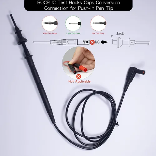 Miniatura 6 de Clips de ganchos de prueba, kit de cables de prueba de multímetro, mini clip de gancho de prueba para enchufe de 0.079 in sonda de prueba