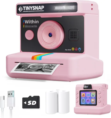 Miniatura 7 de Cámara de impresión instantánea para niños, cámaras para niños con lente dual y pantalla de 2.4 pulgadas, regalos de Navidad y cumpleaños para niñas