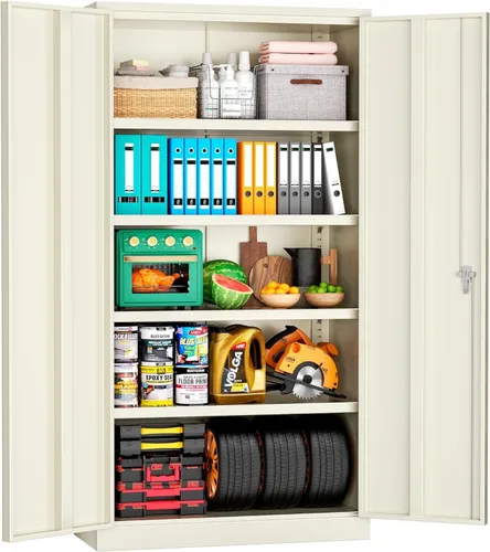 Miniatura 10 de INTERGREAT 67" Tall Bathroom Cabinet, Storage Cabinet with 2 Doors & 1 Drawer, Bathroom Storage Cabinets with Adjustable Shelves, for Living Room