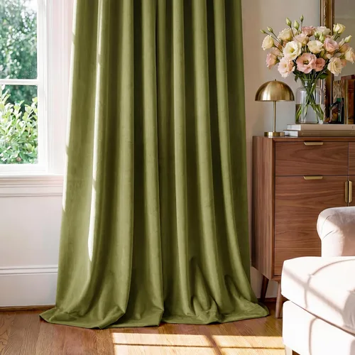 Miniatura 41 de StangH Cortinas de Terciopelo Verde Esmeralda de 96 Pulgadas - Cortinas Opacas de Terciopelo de Lujo Súper Suaves, Elegante Cobertura de Ventana