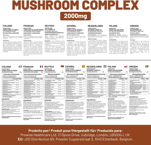 Miniatura 6 de Complejo avanzado de hongos de 2000 mg Una súper mezcla de 6 hongos con melena de león, chaga, cordyceps, shiitake, reishi y maitake con pimienta