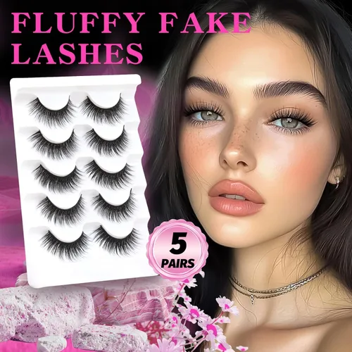 Miniatura 25 de Veleasha Pestañas postizas de manga puntiagudas, 100% hechas a mano, aspecto natural, pestañas postizas ligeras con banda transparente suave