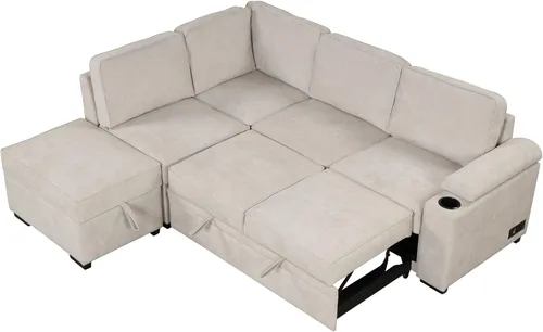 Miniatura 8 de Merax Sofá seccional en forma de L con otomana de almacenamiento y diván para sala de estar, apartamento pequeño