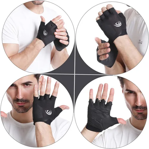 Miniatura 4 de GLEAVI Par de guantes de equitación para gimnasio, guantes de bicicleta para hombre, guantes de ciclismo de levantamiento de pesas, guantes de medio