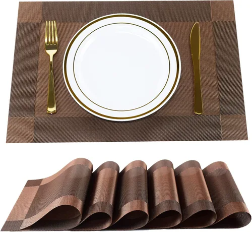 Miniatura 11 de Manteles individuales, manteles individuales para cocina, comedor, resistentes al calor, antideslizantes, lavables, de PVC, fáciles de limpiar