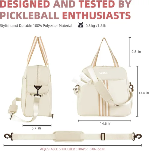 Miniatura 6 de Bolsa de Pickleball Mochila de Pickleball para Mujeres Bolsa de Equipamiento Deportivo con Compartimento para Zapatos Accesorio de Regalo 30L, Beige
