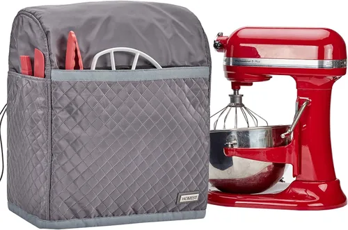 Miniatura 10 de HOMEST Funda Acolchada Antipolvo para Batidora de Pie con Bolsillos Compatible con KitchenAid de 5/4.5 Cuartos de Galón Cabezal Inclinable, Negro