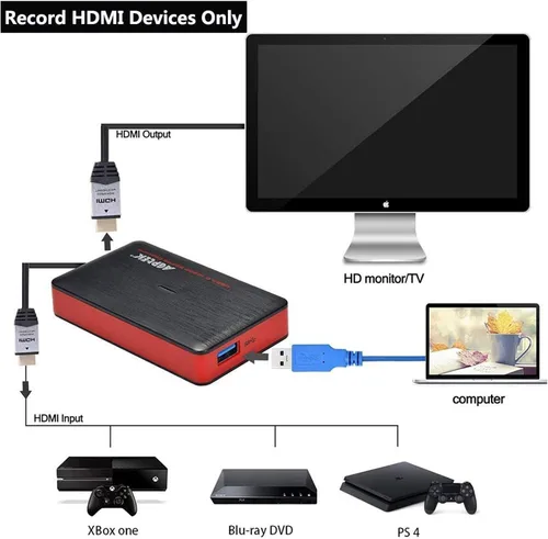 Miniatura 4 de Tarjeta de captura de juegos USB 3.0 HDMI Video HD 1080P 60FPS, dispositivo grabador de juegos de transmisión en vivo para PS4, Xbox One y Wii U