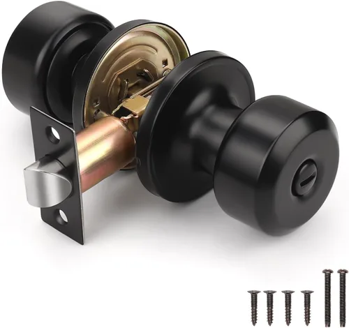 Miniatura 58 de KNOBWELL Paquete de 4 pomos de puerta cuadrados modernos para paso, pomos de puerta interiores, manija de puerta de pasillo y armario, color negro