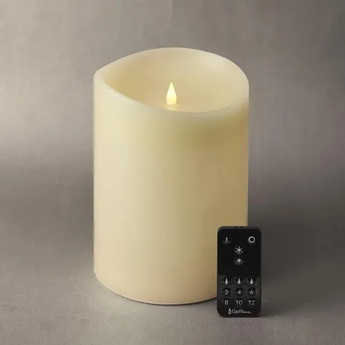 Miniatura 17 de Velas LED sin llama con control remoto, 3 x 5.1 pulgadas, llama móvil parpadeante 3D, velas que funcionan con pilas en carcasa de cera real para uso