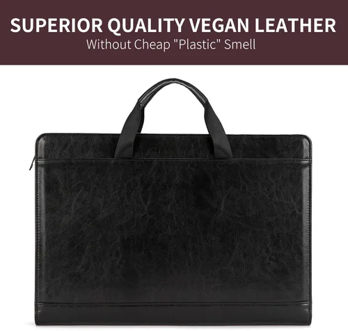 Miniatura 7 de Portafolio de cuero vegano para tamaño legal (8.5 x 14 pulgadas), portafolio portapapeles con asa, soporte para laptop de 15 pulgadas, organizador