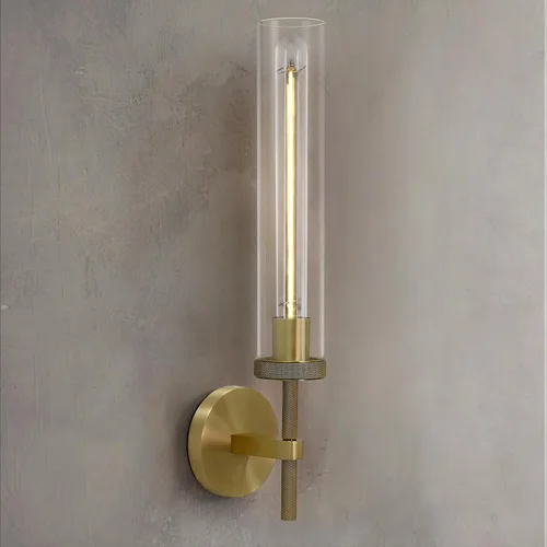 Miniatura 13 de Apliques de Pared de Latón Luces para Interiores, Aplique Lineal Moleteado de 14", Apliques de Pared Dorados para Baño, Apliques de Tocador de Tubo
