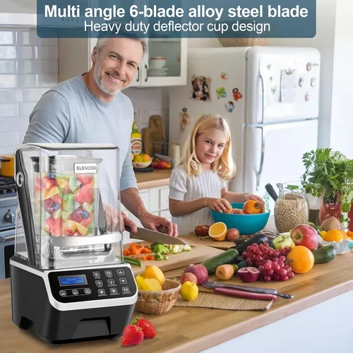 Miniatura 2 de Licuadora Comercial WaterElfo 2200W 2.1QT 68OZ Licuadora Silenciosa Motores Sin Escobillas Licuadoras Comerciales para Batidos, Bebidas Congeladas