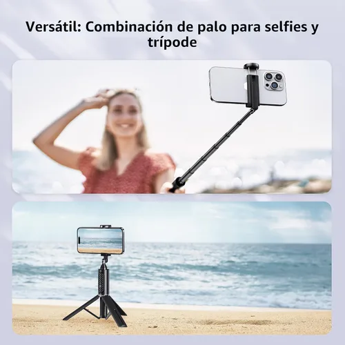 Miniatura 7 de ATUMTEK Palo de Selfie Trípode, trípode extensible 3 en 1 de aluminio para teléfono con control remoto Bluetooth desmontable, compatible con iPhone