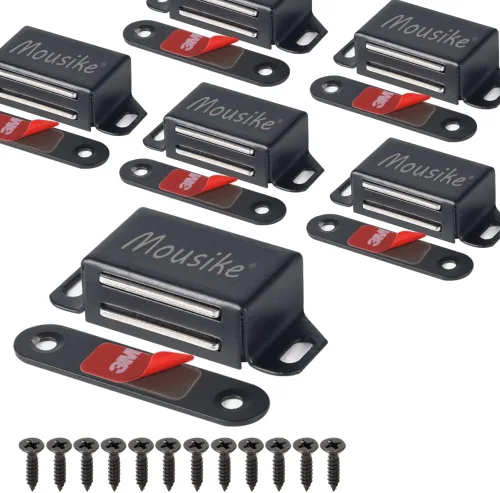 Miniatura 9 de Mousike Imanes para gabinete de 30 libras de color negro con fuerte imán para cocina, armario, armario, puerta, cajón, pestillo paquete de 4